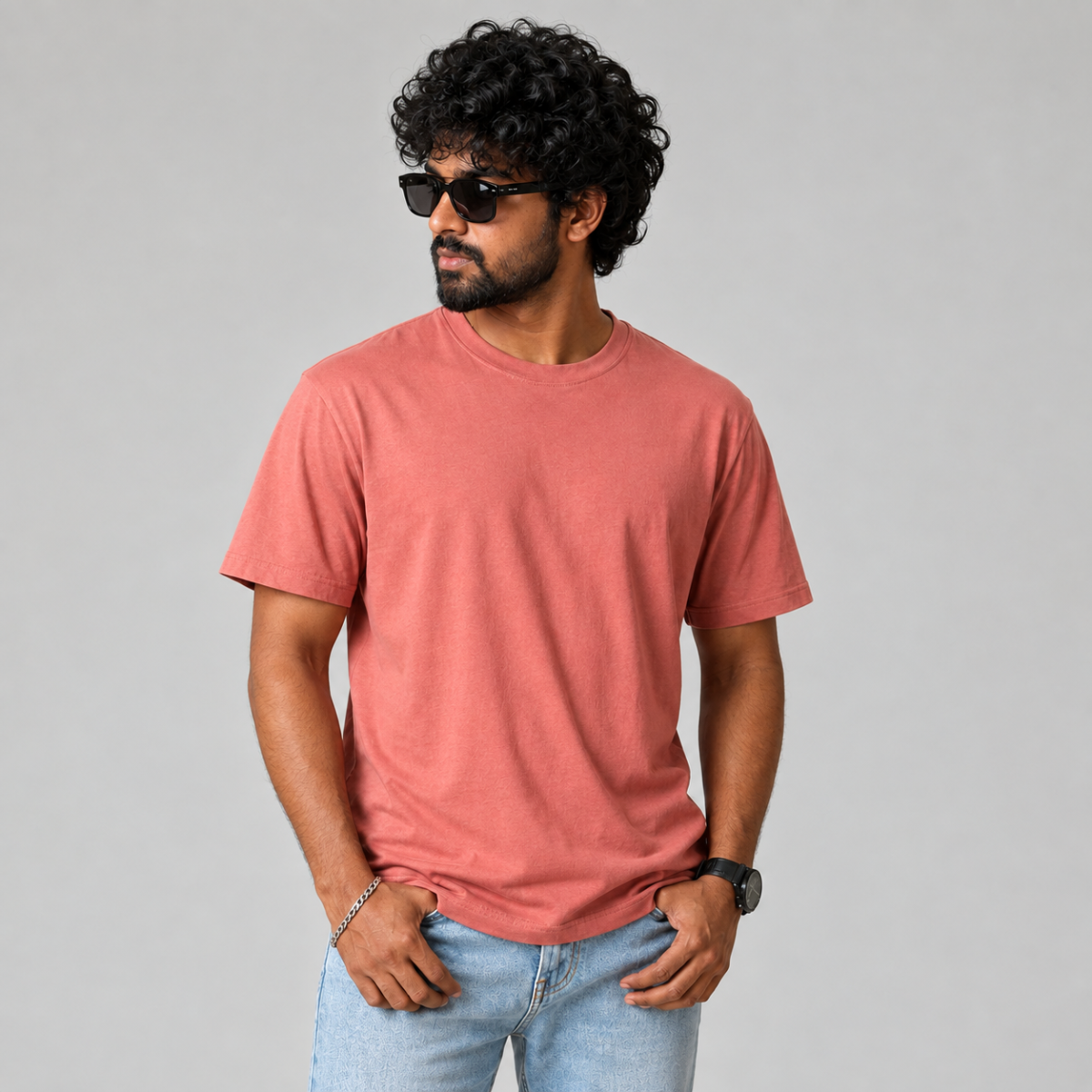 Dervix Mens Plain Round Neck Half Sleeve